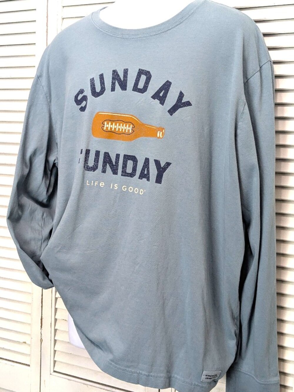 Life Is Good Mens Football Crusher T-shirt Sunday Funday Long Sleeve XL